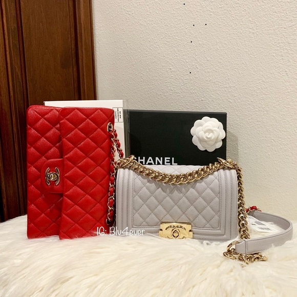 Chanel Small Boy Grey Caviar Lghw - Picture 2 of 4